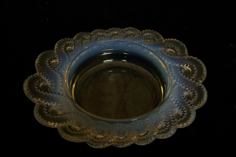 Opalescent Lalique bowl 10 x 12 in.