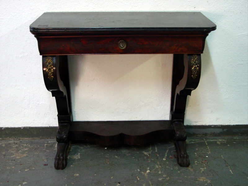 19th c Marble top console w claw feet