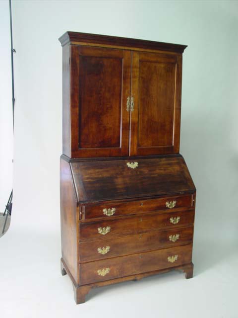 19th c. Cherrywood drop front sectional bookcase 2