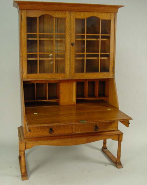 19th c. French drop front secretarybookcase open