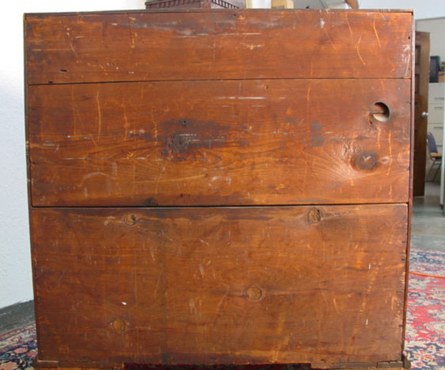 Antique Chippendale Drop front secretary 3 board pine back (4)