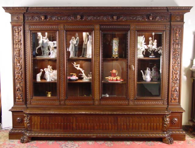 Belgian Highly carved 4 door bookcase