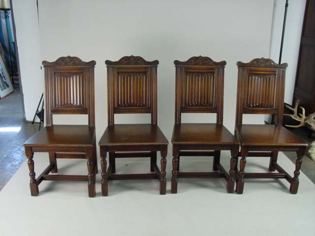 Oak Jacobean dinning room table & 4 chairs-chairs