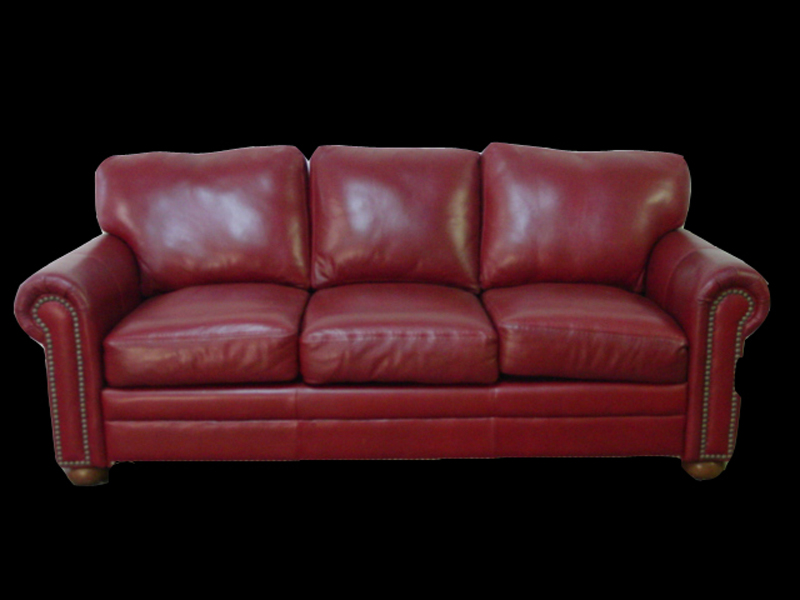 Red leather sofa