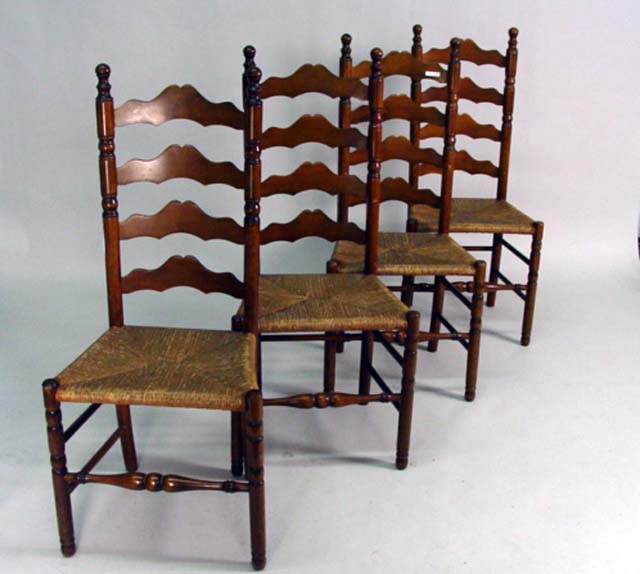 Set of rush ladder chairs   x4