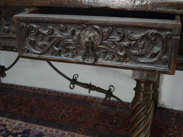 17th c. Spanish Colonial table w. wr. iron detail