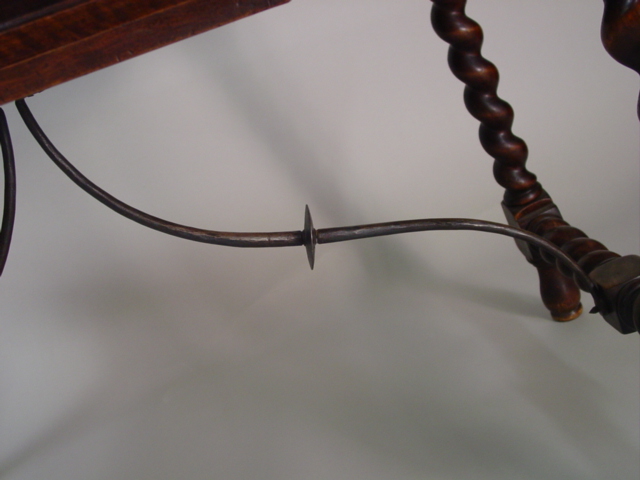 19th c. Spanish Colonial rope twist library table w. wrought iron w.i. cu