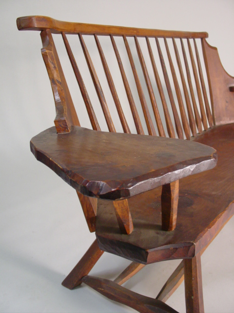 Antique hand carved bench cu