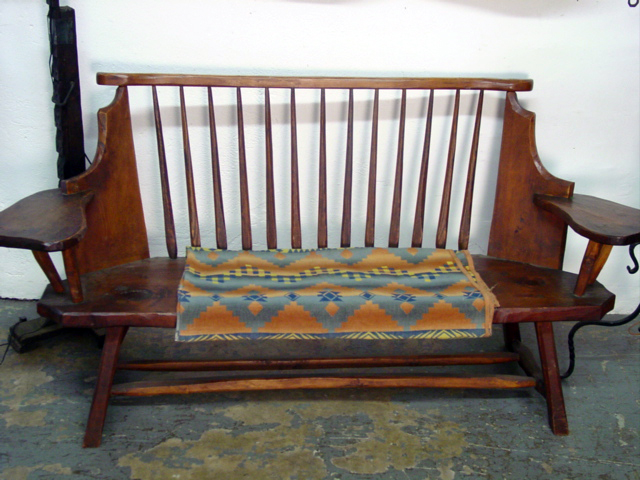 Antique hand carved ranch bench