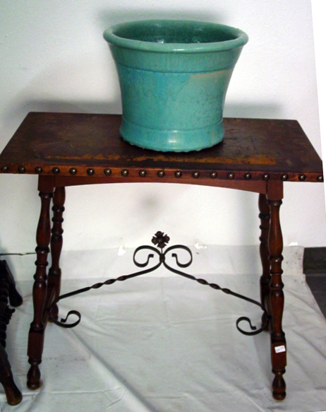 Leather top Spanish table Gladding Mc Bean Jardiniere