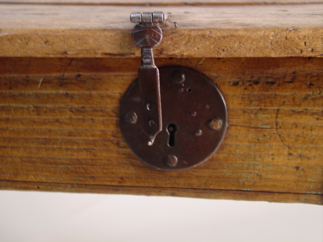 Small primitive hand carved chest hardware