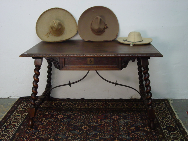 Spanish Revival desk w. wrought iron