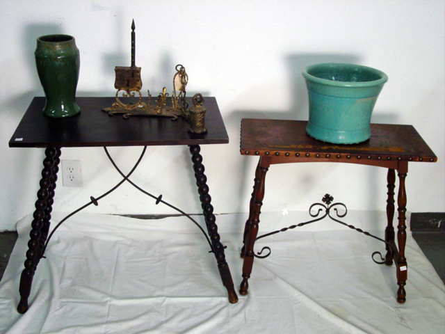 Spanish tables w. wr. iron, Gladding, McBean jardinieres