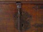 19th c. Spanish Colonial lift top chest w. iron straps hardware cu