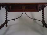19th c. Spanish Colonial rope twist library table w. wrought iron front