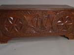 19th c. hand carved chest w. ship motif front