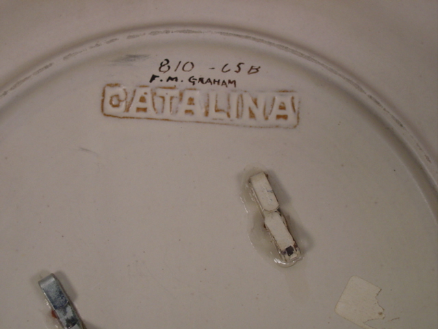 Catalina Plate signed F.M. Graham 12.5 in. diameter back