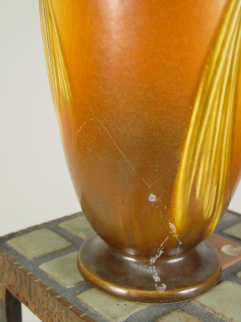 Roseville 6.5in tall vase minor damage