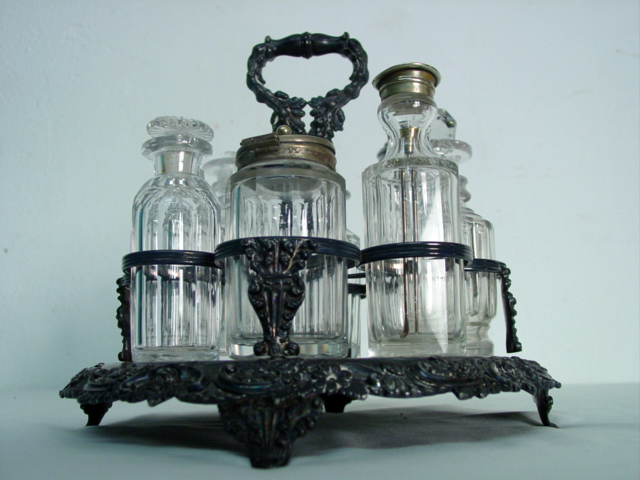 Victorian 8 bottle cruet set 2
