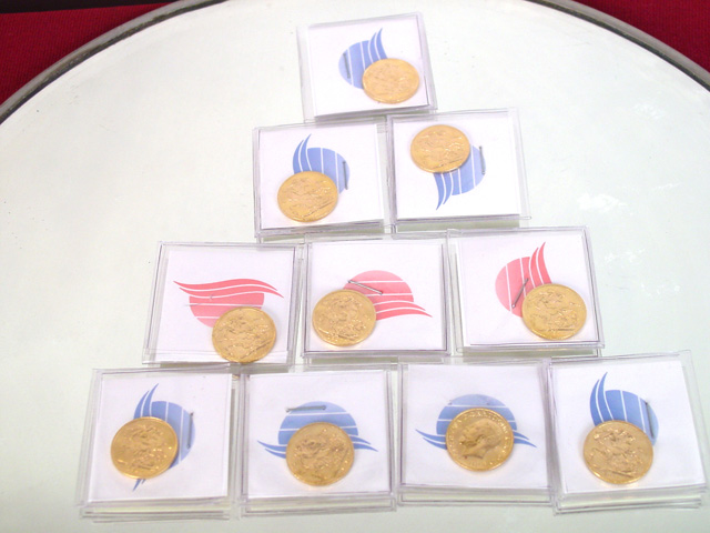 King George X English sovereigns 20 total