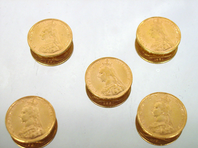 Queen Victoria Jubilee 1887-1892 Sovereigns 5pcs.
