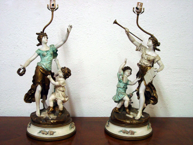 J. Moureau French figural lamps