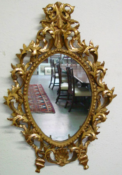 Rococo wood carved gilded mirror