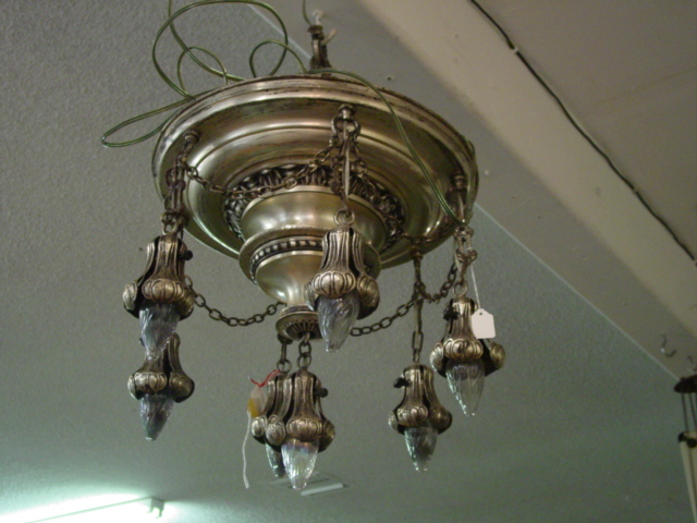 Silver overlay hanging chandelier