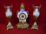 French 3 pc. porcelain clock set