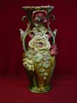 Majolica 19th c ornate vase w roses