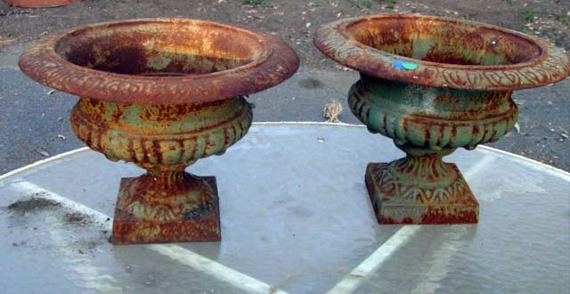 Antique cast iron planters