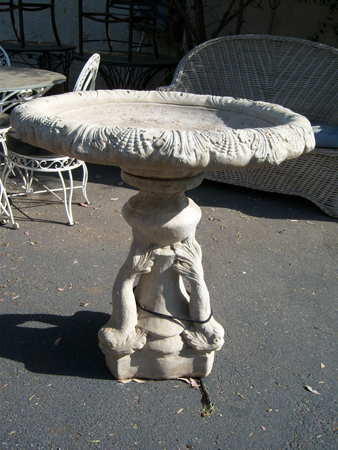Bird bath - cement w dolphins