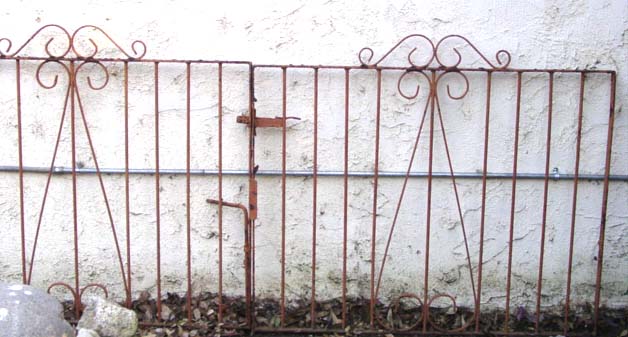 Pair wr iron gates mustard yellow 47ea w x 36h