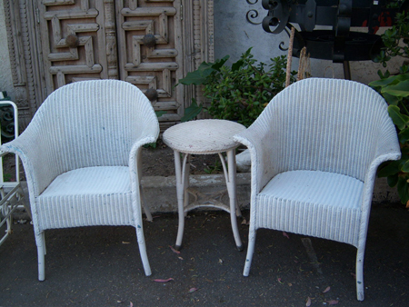 Wicker 3 pc chairs and table