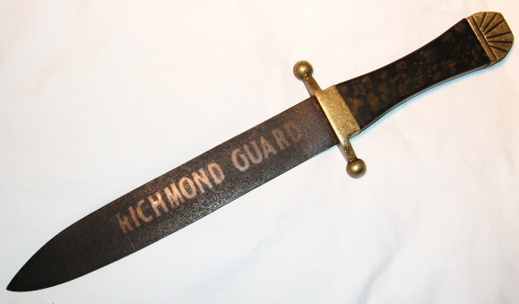1860's confederate bowie knife marked Richmond Guard