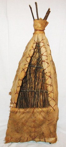 Very rare early 1900's Seminole child's teepee made from woven twigs and palmetto tree leaves