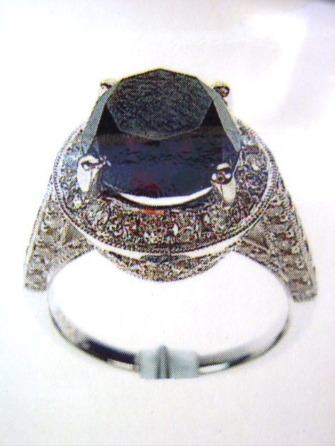 14.kt Gold 5.09ct Black Diamond 1.19cttw dia ring