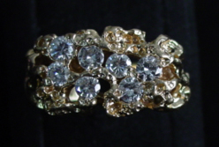 14kt Gold Nugget Mens Ring w fine diamonds