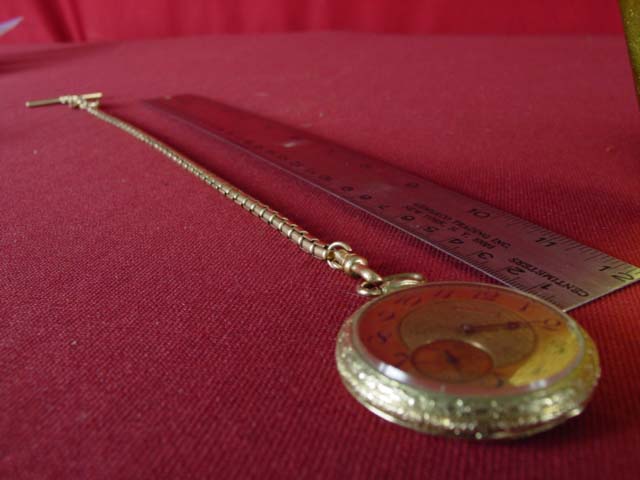 3 Gold filled pocket watches-Waltham w. fob out