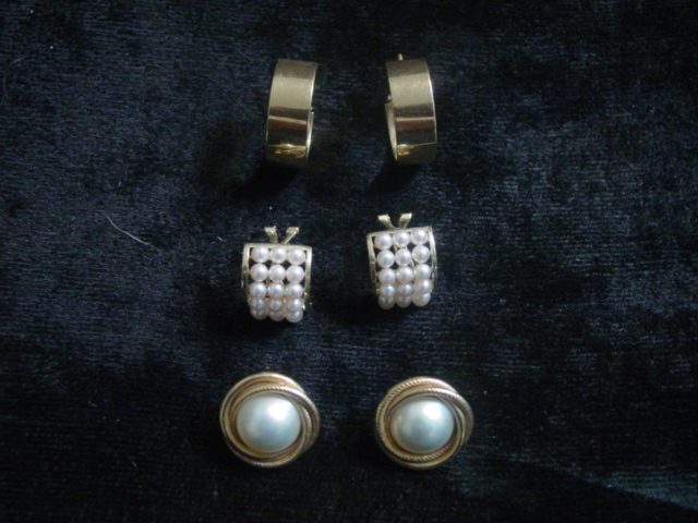 3 pair 14kt  Gold Earings