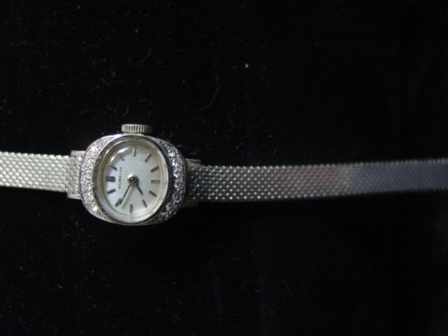 Geneva ladies 14kt white goldmesh bracelet 14 diam