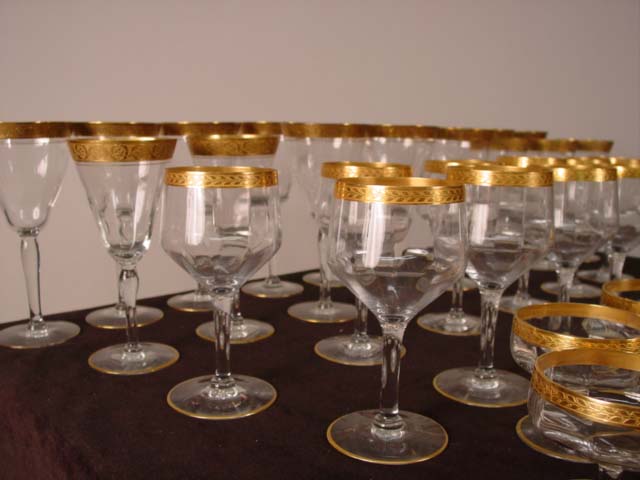 Gold overlay stemware - app 43pcs cu