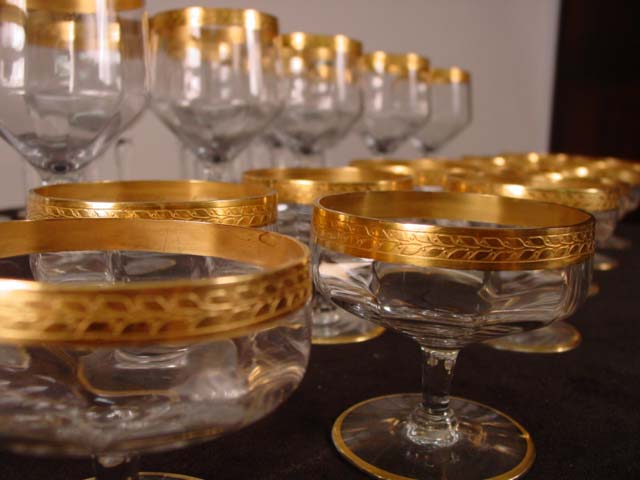 Gold overlay stemware - app 43pcs cu3