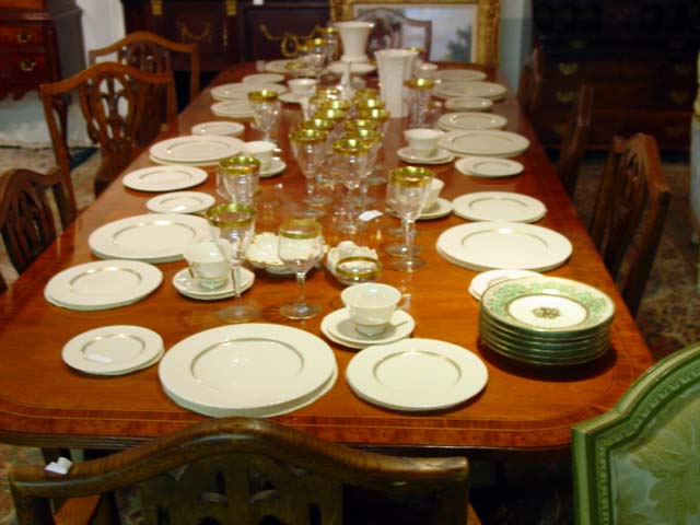 Lenox china set. Gold overlay stemware