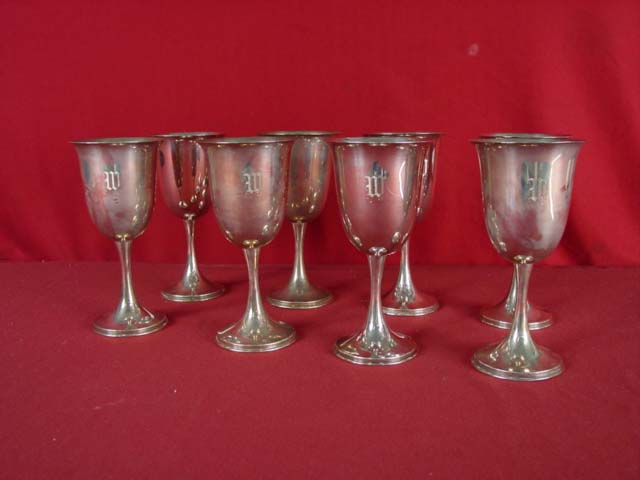 Sterling goblets  x8