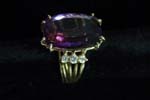 18kt hand made ring w 19ct amethyst and 6 diamonds