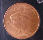 1908 $20 St. Gaudens Gold pc. 1st year MS 63 back