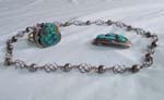 Silver & Turquoise Bracelet, Pin and Necklace-Zuni