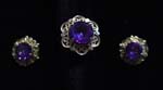 Synth Alex. Sapphire, 14kt ring & earrings 3pcs.