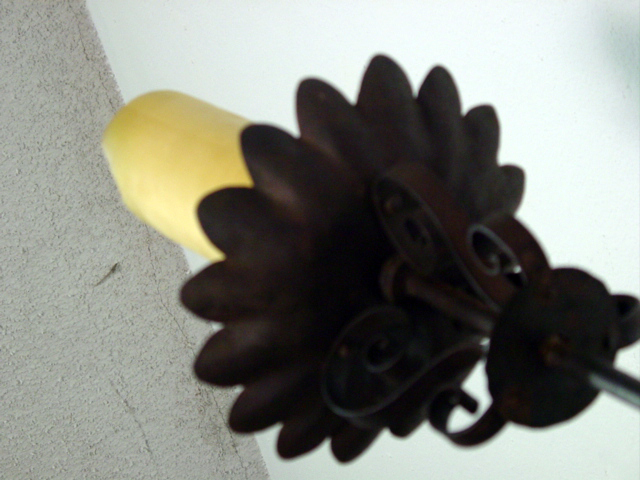 Spanish wrought iron torchere ci crown